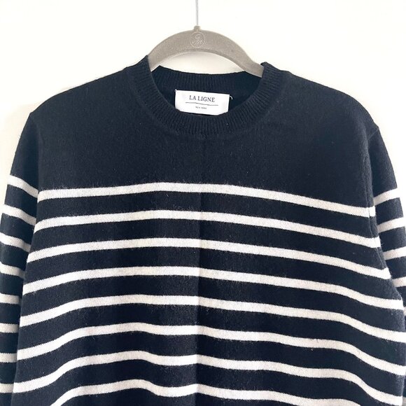 La Ligne AAA Lean Lines Cashmere Sweater in Black and Cream Stripes Size S - Picture 4 of 13